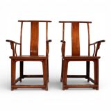 Set of 2 Chinese high-backed armchairs in the style of the Ming Dynasty, 19