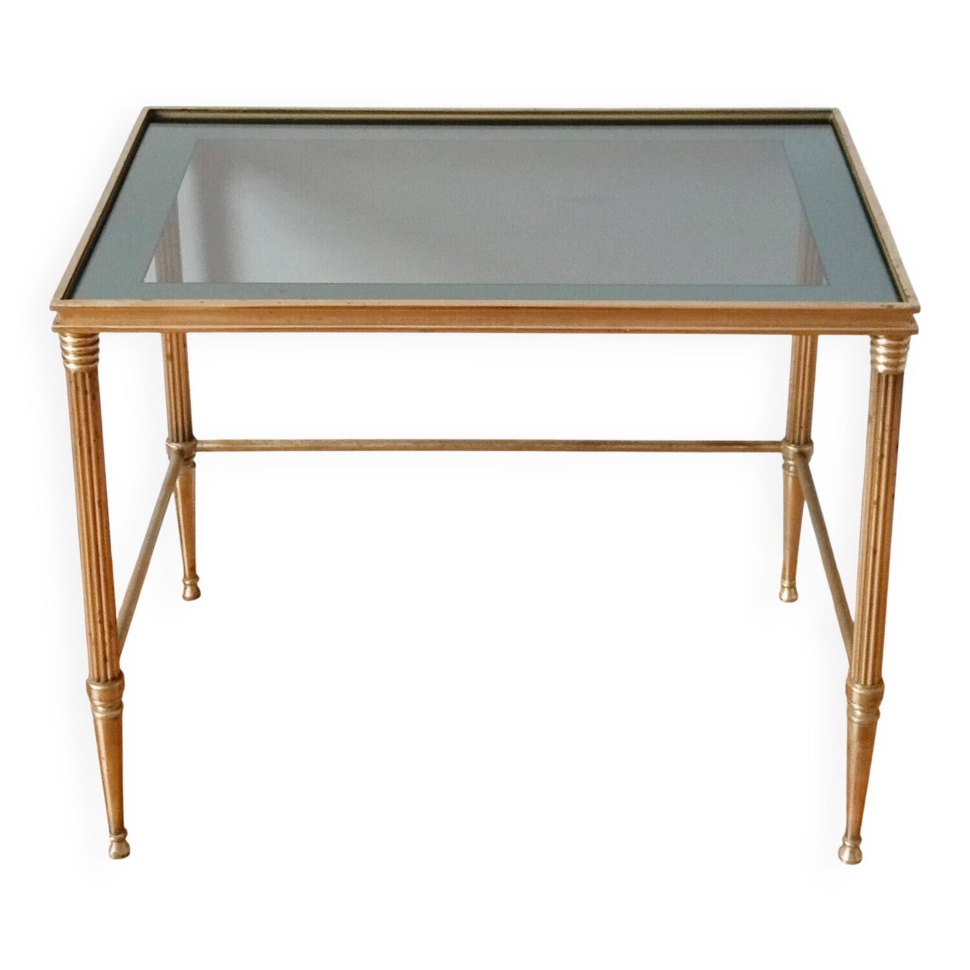 Glass and brass coffee table, 1950s