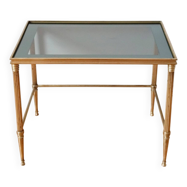 Table basse en verre et laiton, années 50