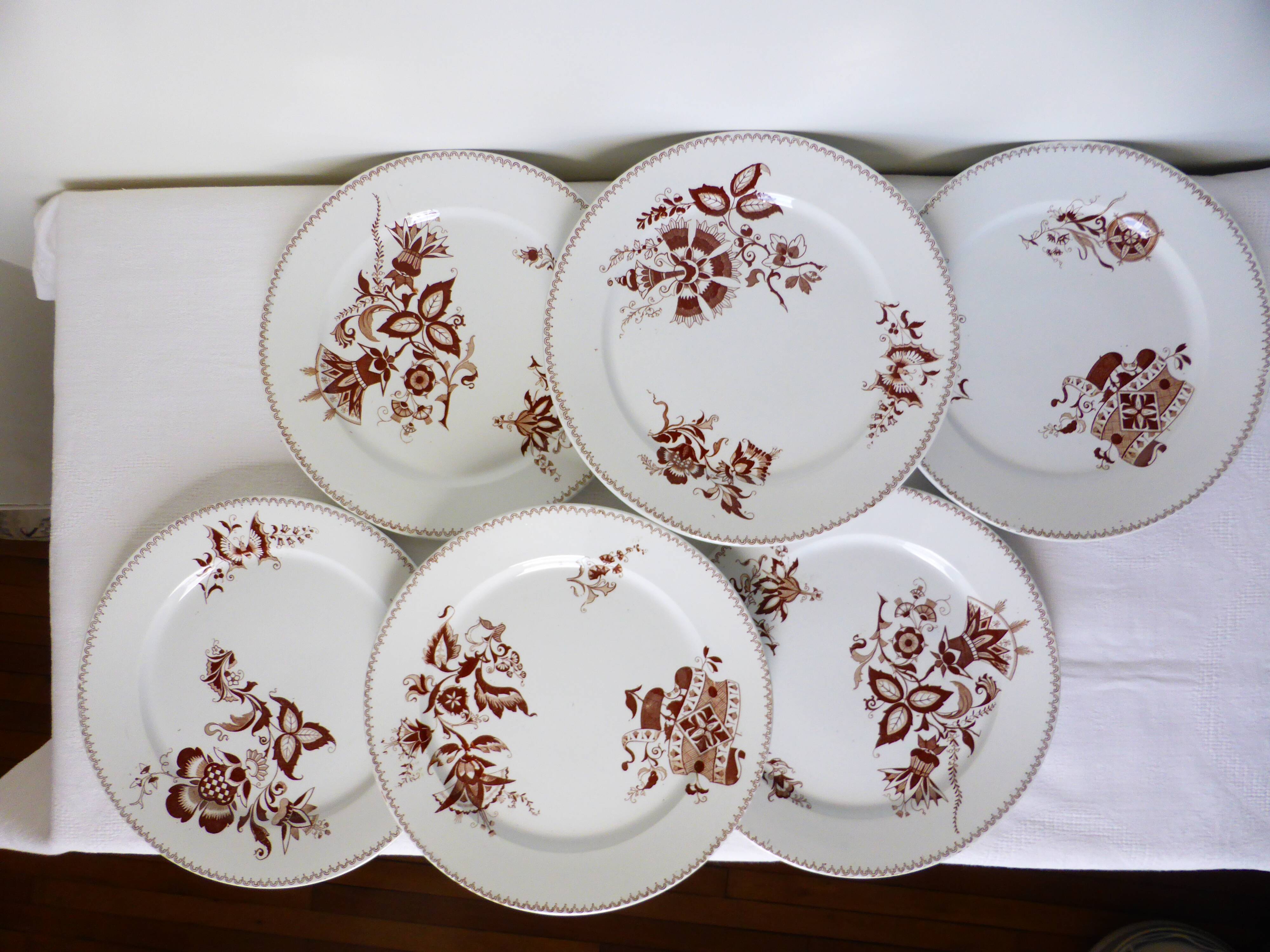 Lot de 6 assiettes plates vintage de Sarreguemines modèle Danois 210412