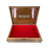 Large Persian marquetry box inlaid with its key