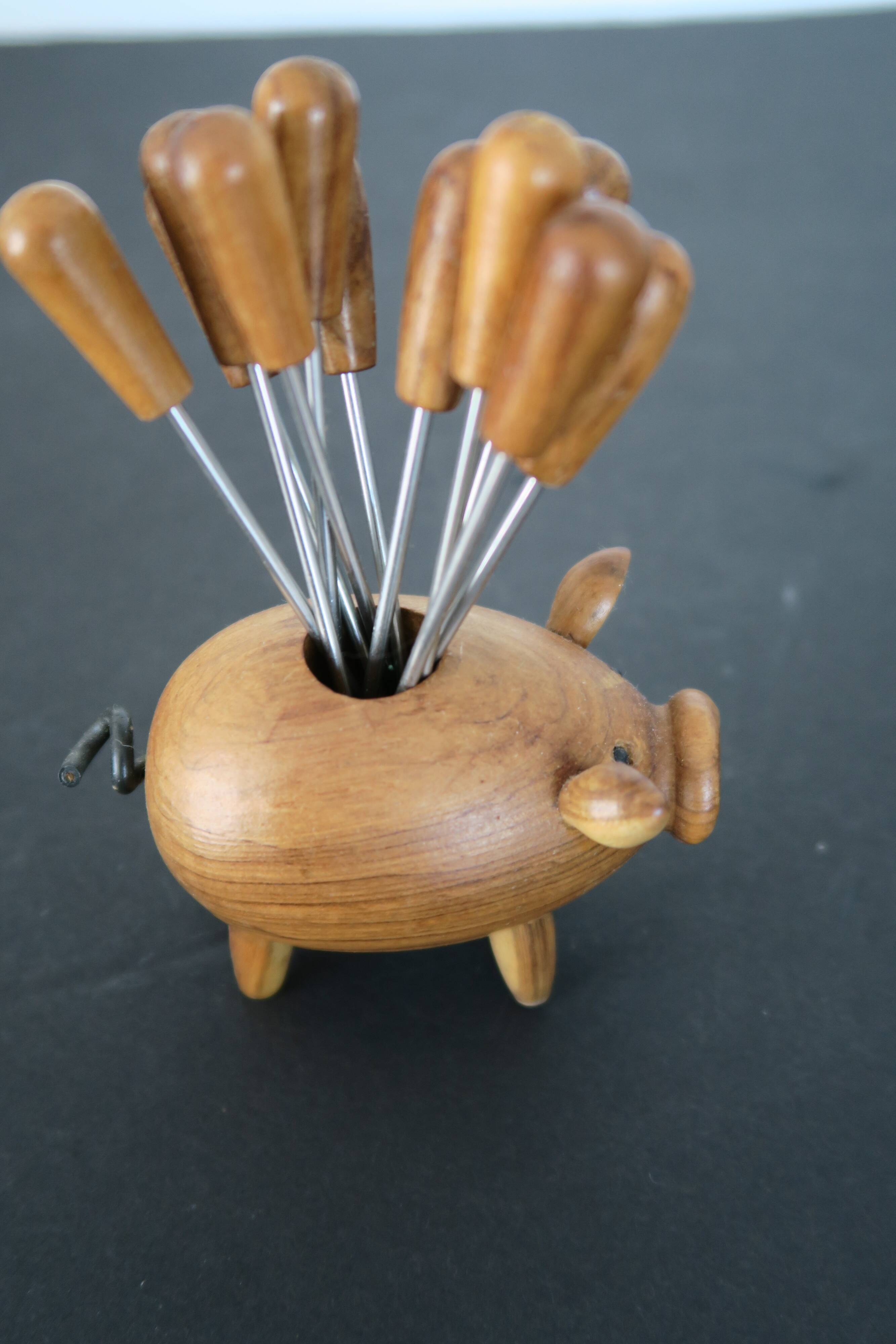 Vintage pig with wooden picks