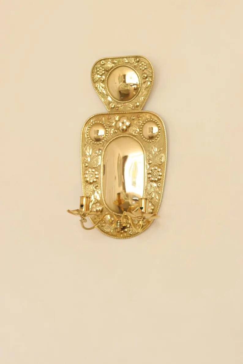 Baroque Style Mid-Century Brass Swedish Sconces