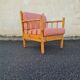 Armchair in pine and vichy fabric