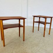 Vintage Danish mid-century teak and oak bedside tables by Næstved Møbelfabrik