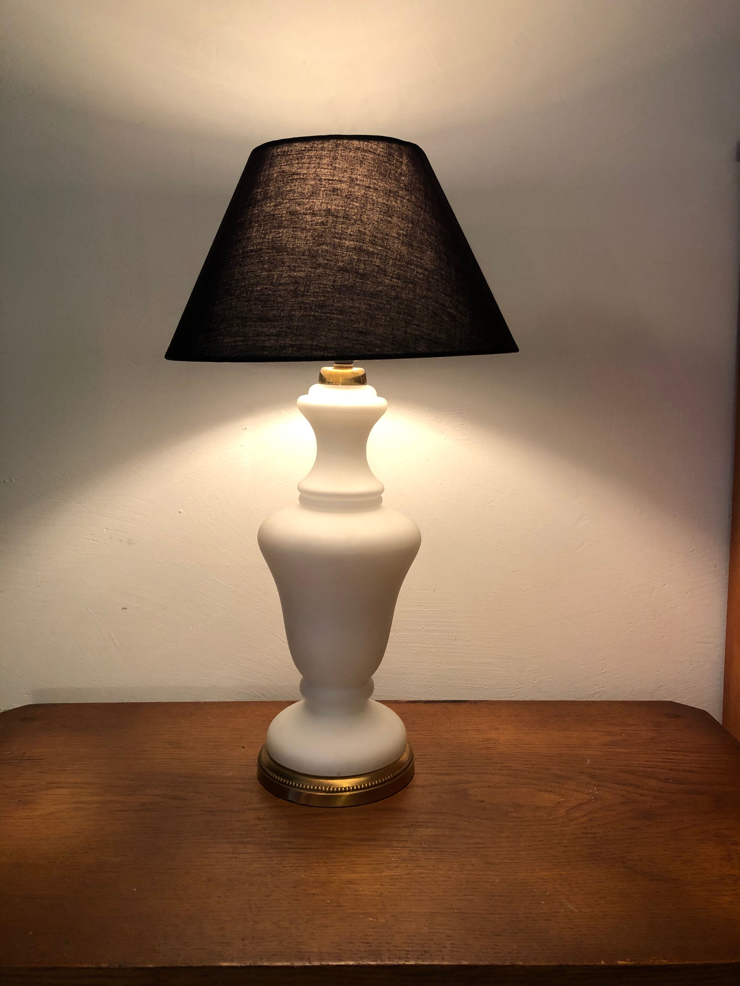 Ancient brass lamp and opaline