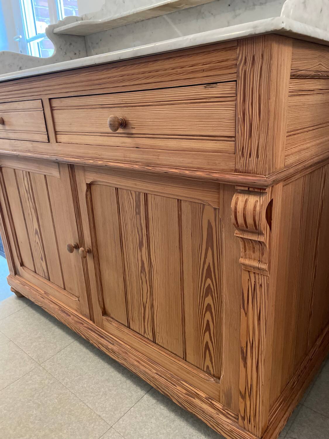 Sandblasted pitch pine bathroom cabinet