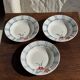 Set of 3 deep plates Digoin Sarreguemines blue with pink flowers D23