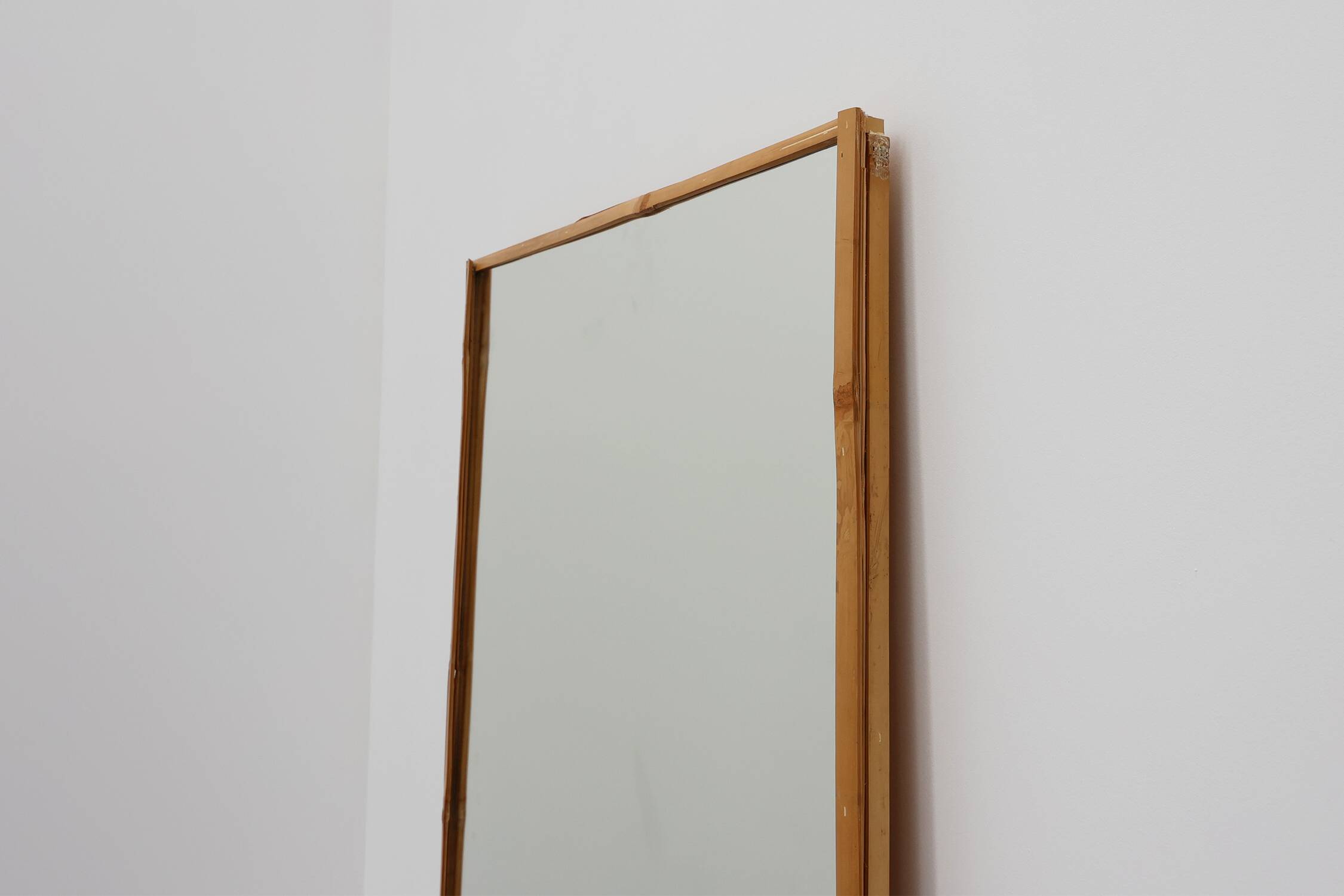 Large Vintage seventies Ibiza style rectangular mirror with bamboo frame