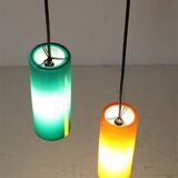 Ensemble de 2 lampes suspendues en verre Nordisk Solar Compagni / Holmegaard “74105” / Design danois moderne des années 1960.