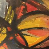 Jean-louis ruythoorens 'sun and calabashes' lubumbashi 1972, abstract painting, oil on canvas