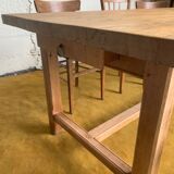 Raw wood farm table.