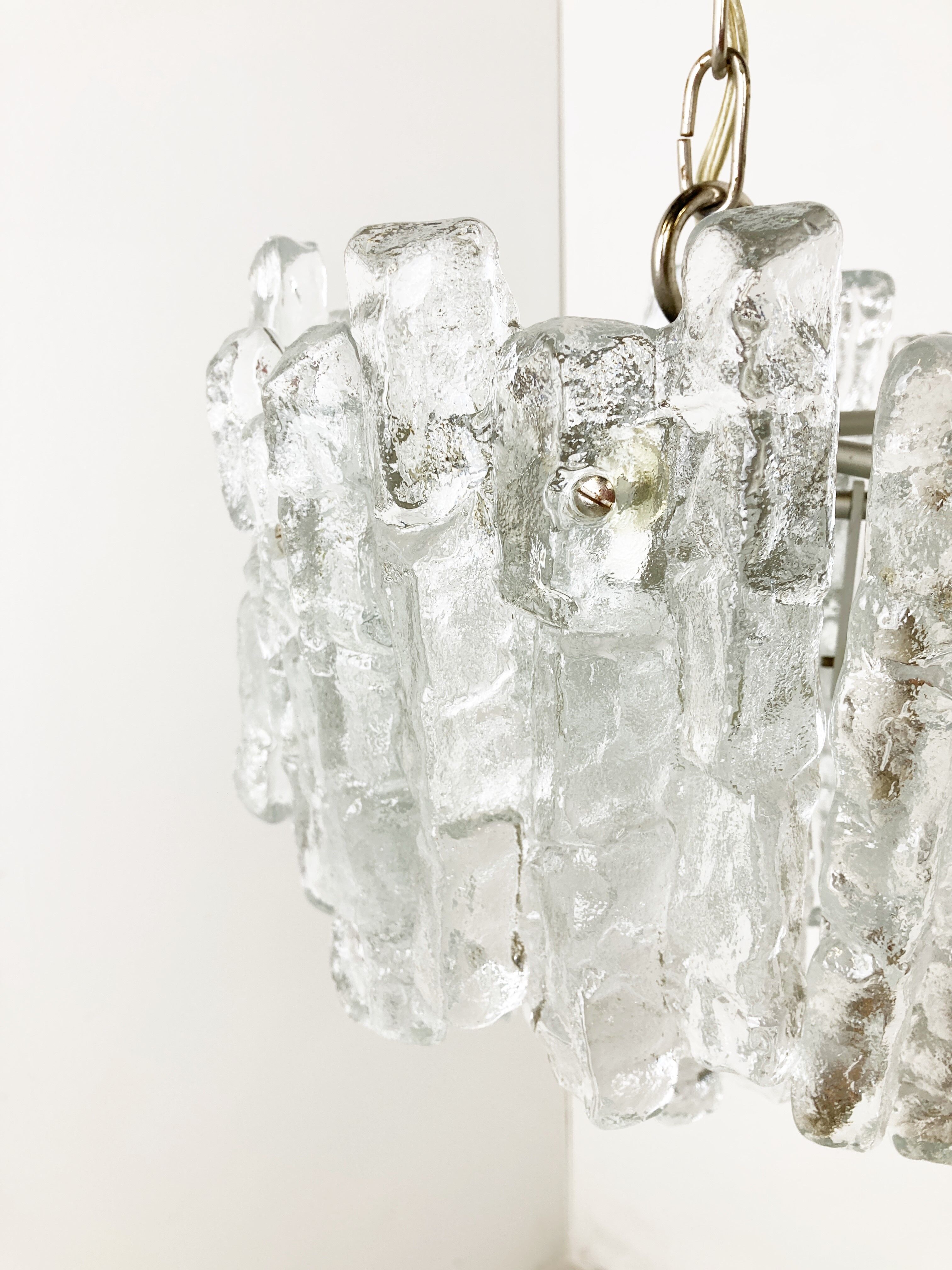 Ice crystal pendant light by Kalmar, 1960s