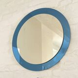 Blue glass wall mirror, Italian, circa 1960s-1970s.