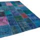 Handmade anatolian vintage 202 cm x 300 cm blue patchwork carpet