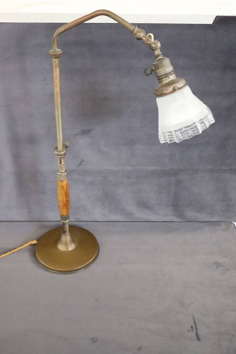Vintage Brass And Glass Table Lamp, 1930s