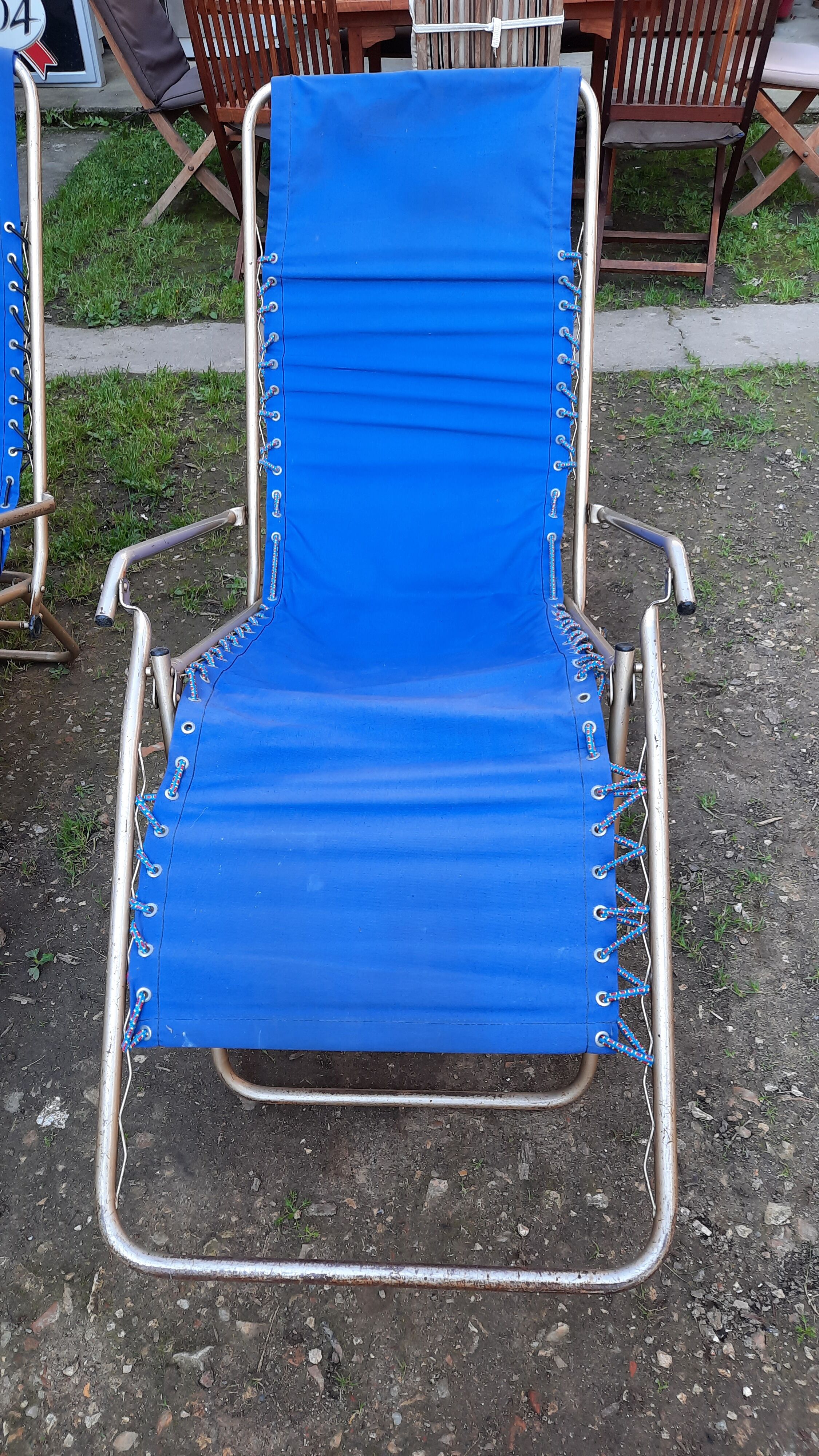 Pair of vintage folding deckchairs