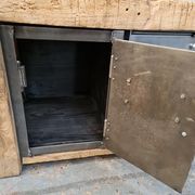 Old established furniture low industrial TV vintage oak and metal