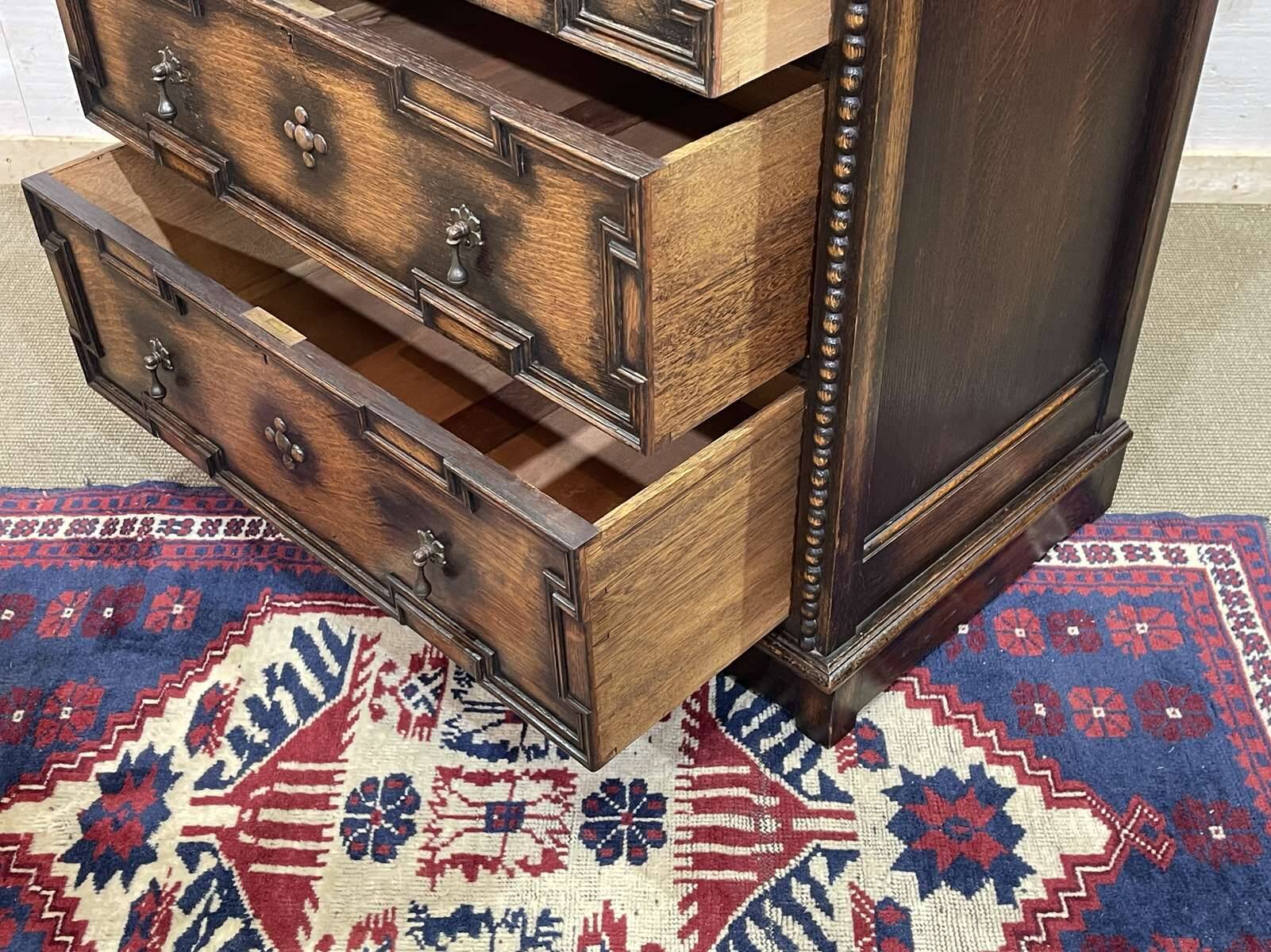 1950s English oak chest of drawers