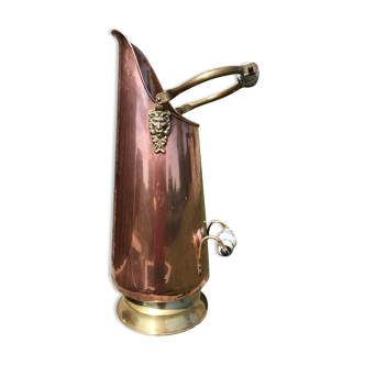 Seau à charbon ou charbonnière en cuivre et laiton