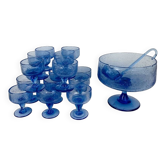 16 sangria serving glasses, Biot blue bubble glass