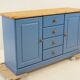 Vintage blue sideboard with 4 drawers and 2 doors - Scandinavian style Sweden 1960