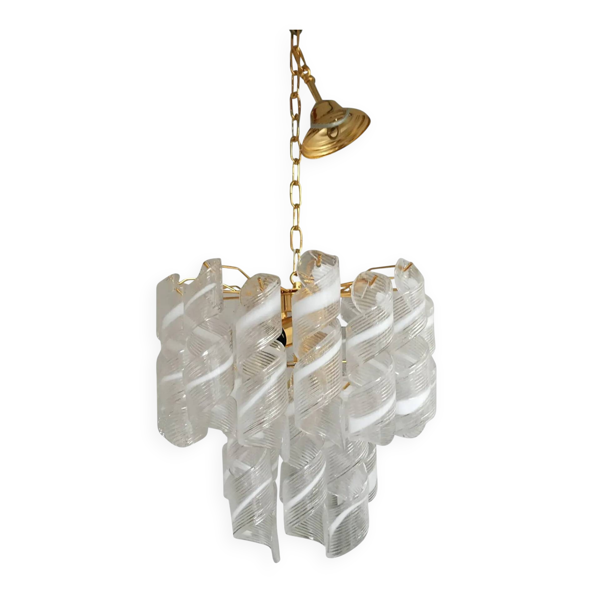 Murano Glass Virgola Chandelier in Venini Style, Multicolour
