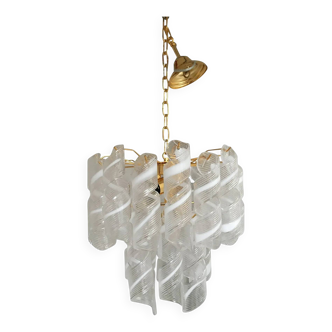 Murano Glass Virgola Chandelier in Venini Style, Multicolour