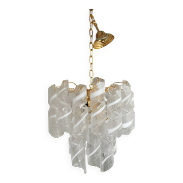 Murano Glass Virgola Chandelier in Venini Style, Multicolour