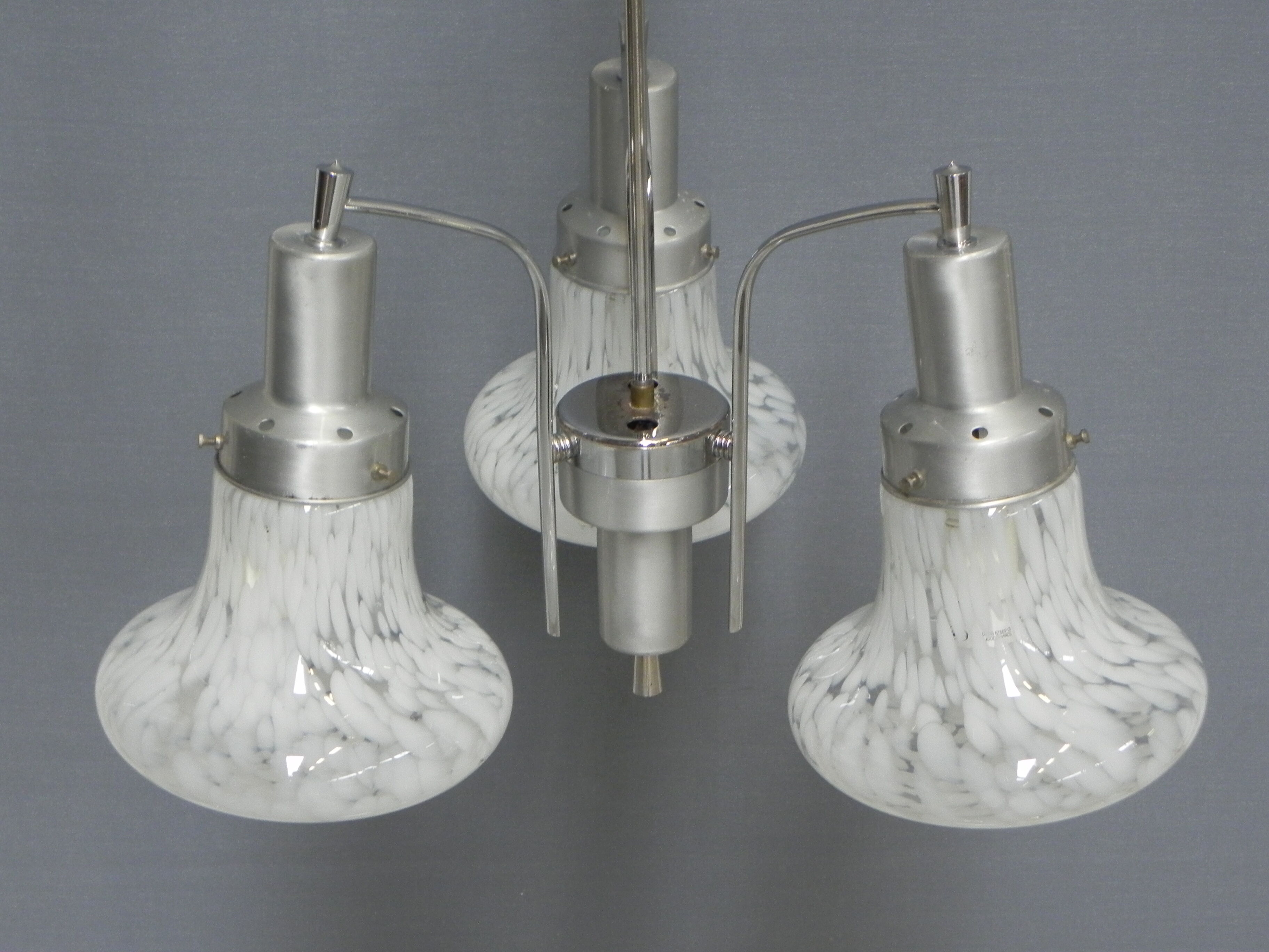 Vintage hanging lamp with 3 cloudy glass shades