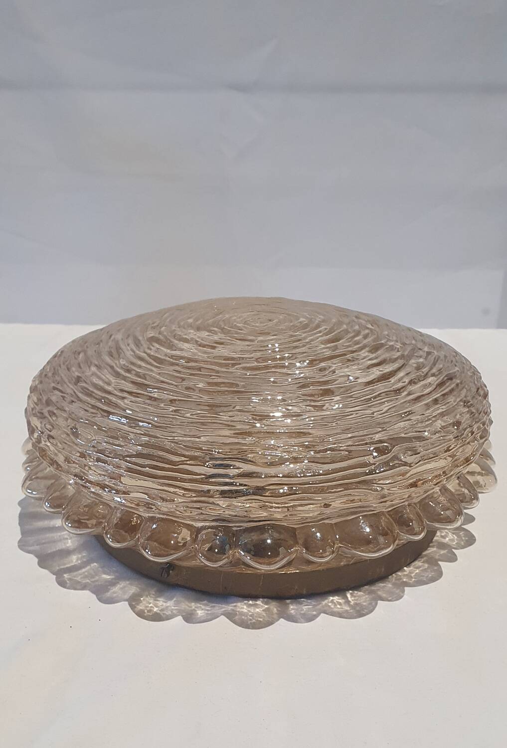 Vintage amber Glashutte limburg Helena Tynell glass lamp ø 31 cm