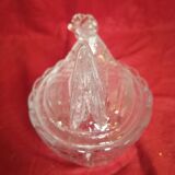 Glass chicken butter dish