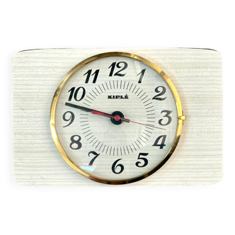 Vintage white formica clock - Kiulé brand - 1960s-1970s