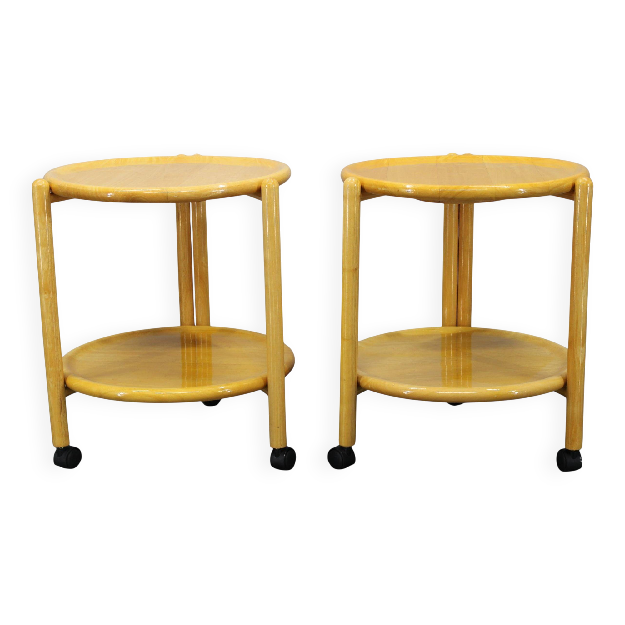 Jens Quistgaard Danish birch 2-tier round trolley Lazy Susan, 1970s