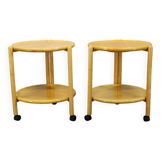 Jens Quistgaard Danish birch 2-tier round trolley Lazy Susan, 1970s