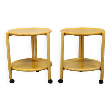 Jens Quistgaard Danish birch 2-tier round trolley Lazy Susan, 1970s