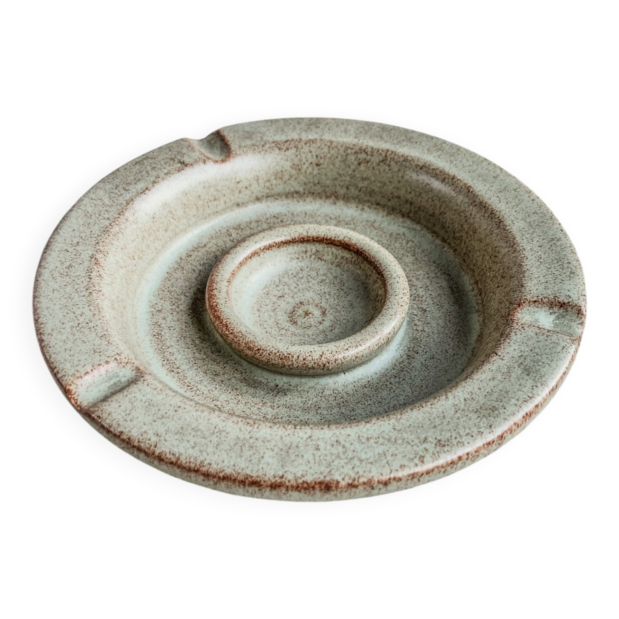Vintage Speckled Stoneware Ashtray 1970s Design Catchall