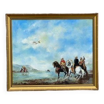 Louis Casavino (1921-1998) Oil on canvas "The Falcon Hunt"