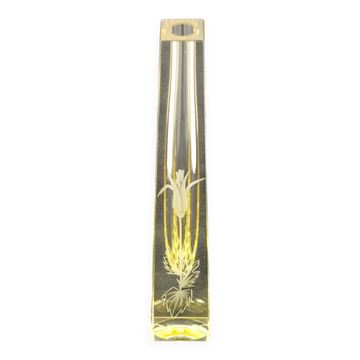 Citrine Drop Cut Engraved Glass Vase by Antonin Drobnik for ZBS, 1960s