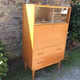 Vintage oak secretary with 2 drawers and 2 sliding windows