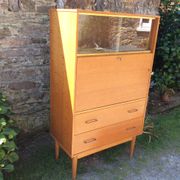 Vintage oak secretary with 2 drawers and 2 sliding windows