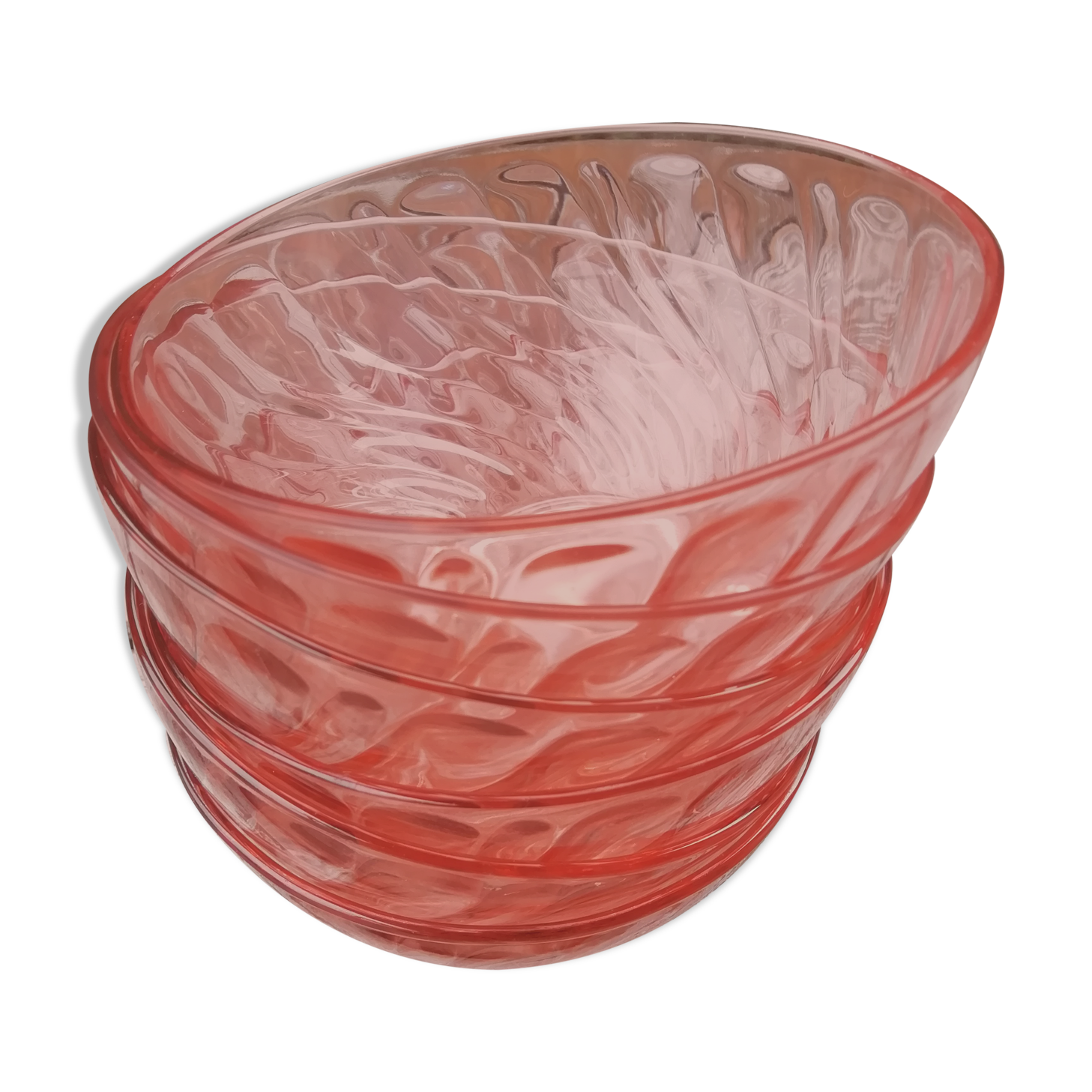 lot of rosaline pink glass bowls