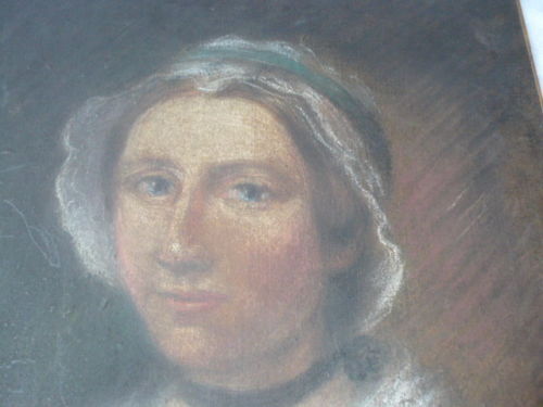 Portrait pastel woman maroufle on canvas early 19th century