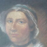 Portrait pastel woman maroufle on canvas early 19th century
