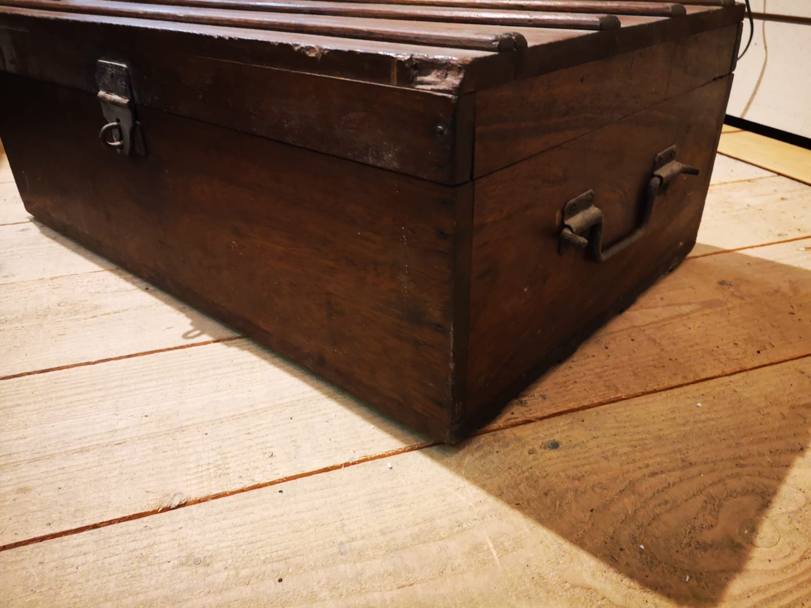 Old mahogany wooden trunk