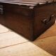 Old mahogany wooden trunk