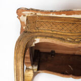 Rococo side table with marbled tabletop and frame of gilded wood, 1860s