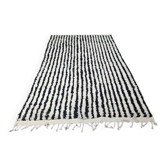 Handwoven traditional black and white Berber rug, size 250/150 cm.