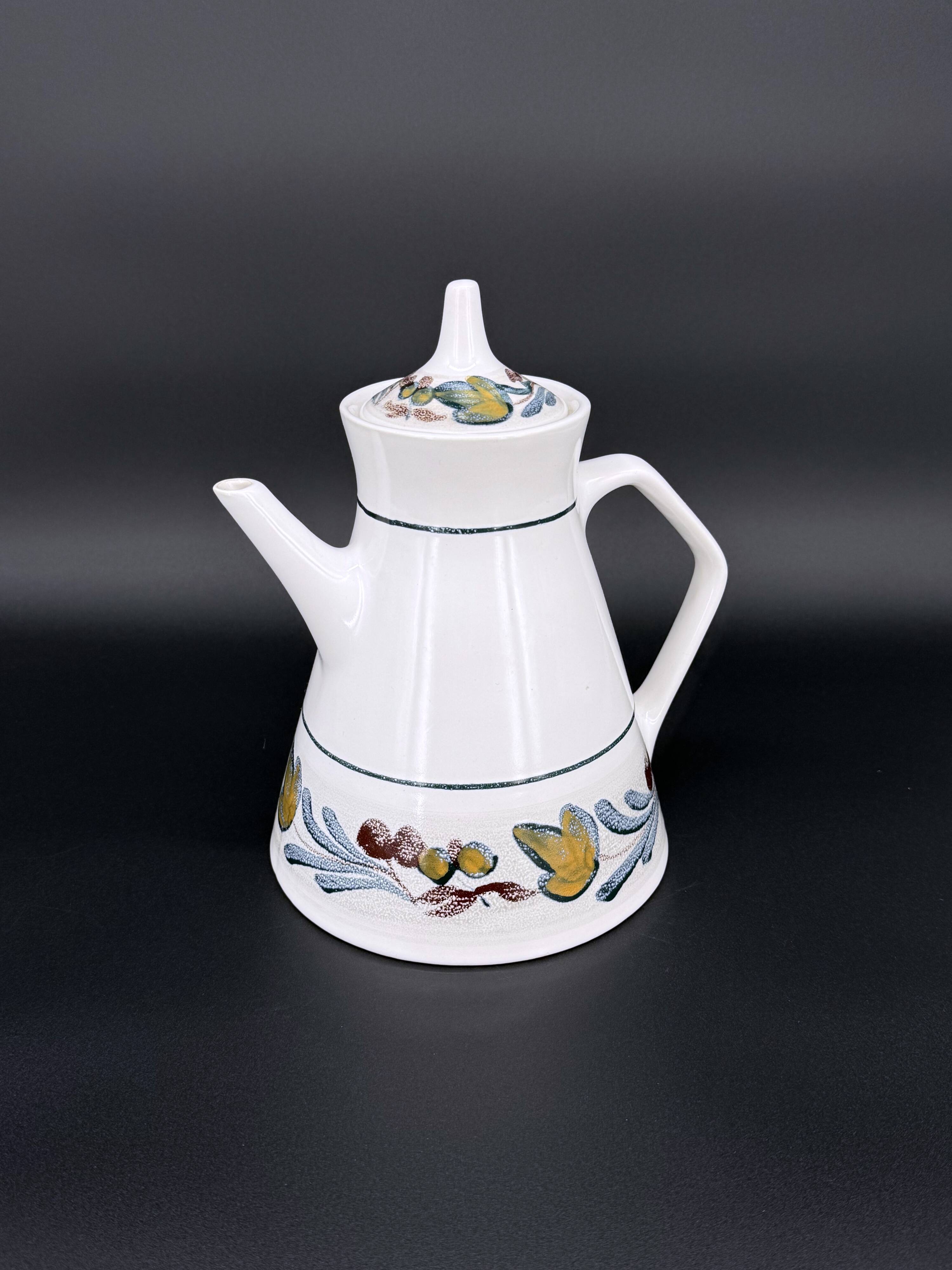 Hand-painted Breton earthenware tea set – France 1970s