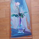 Peinture , huile sur bois , bouquer de fleurs signé Pascal Louvet